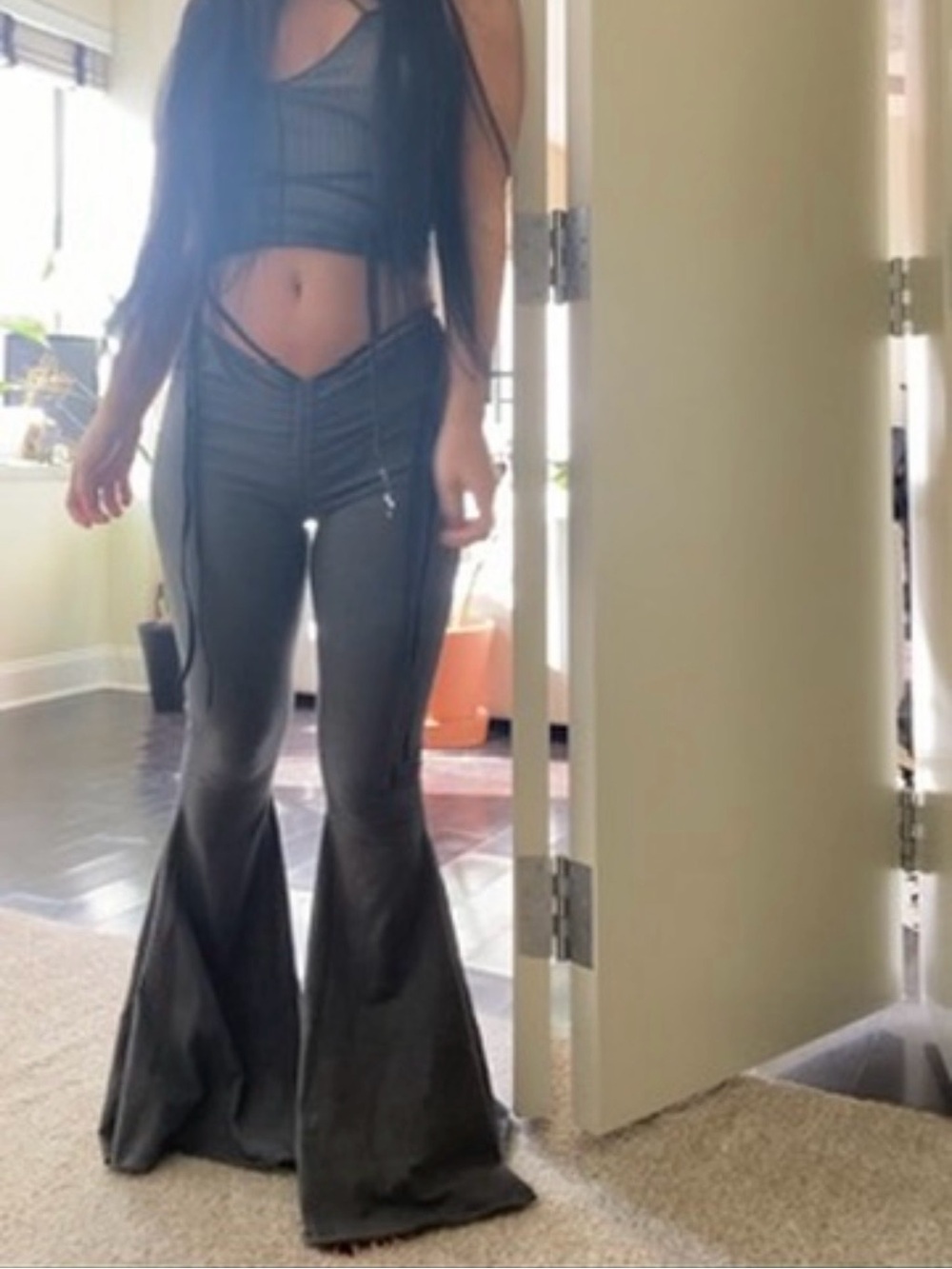 Dollskill Darker Wavs reverb v-cut gray washed bell bottoms